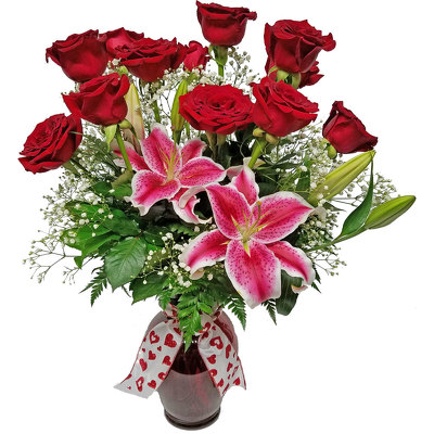 Roses & Stargazers Bouquet  from your local Clinton,TN florist, Knight's Flowers