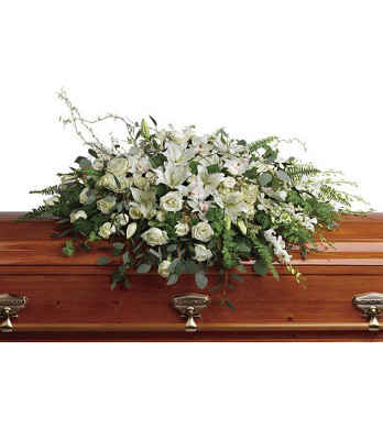 White Reflections Casket Spray from your local Clinton,TN florist, Knight's Flowers