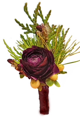 Wild Romance Boutonniere-Burgundy  from your local Clinton,TN florist, Knight's Flowers