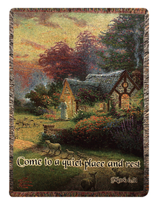 The Good Shepherd's Cottage Tapestry Throw from your local Clinton,TN florist, Knight's Flowers