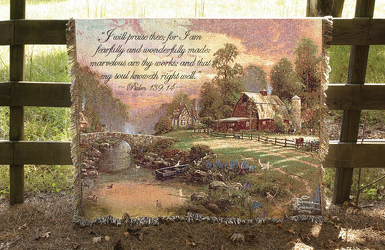 Sunset at Riverbend Farm Tapestry Throw