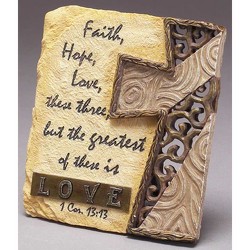 Table Plaque - Faith, Hope, Love
