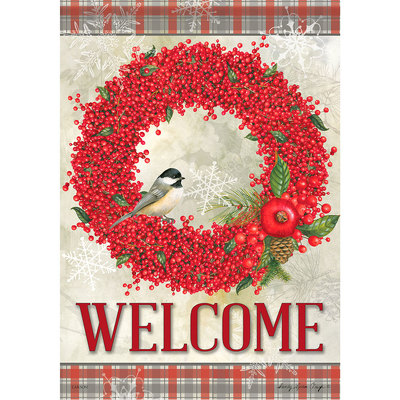 Large Winter berry Welcome Flag from your local Clinton,TN florist, Knight's Flowers