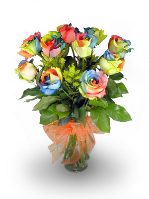 1 Dozen Tie Dyed Roses from your local Clinton,TN florist, Knight's Flowers