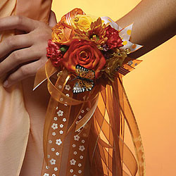 Butterfly and Ribbon Streamer Wrist Corsage