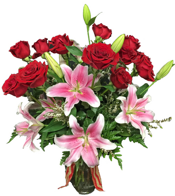 Roses & Lilies Bouquet from your local Clinton,TN florist, Knight's Flowers