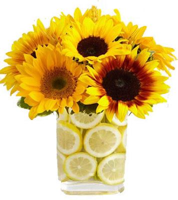 Sunflower Lemon Centerpiece from your local Clinton,TN florist, Knight's Flowers