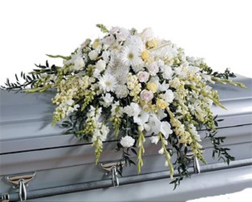 White Elegance Casket Spray from your local Clinton,TN florist, Knight's Flowers