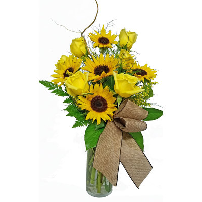 Sunflowers & Roses Bouquet from your local Clinton,TN florist, Knight's Flowers