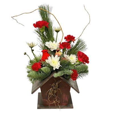 Christmas Birdhouse from your local Clinton,TN florist, Knight's Flowers