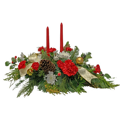 Warm Gatherings Christmas Centerpiece from your local Clinton,TN florist, Knight's Flowers