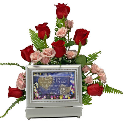 Love You to the Moon & Back Music Box from your local Clinton,TN florist, Knight's Flowers