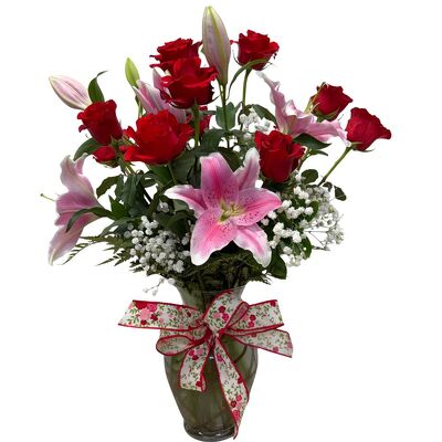 Roses & Stargazers Bouquet  from your local Clinton,TN florist, Knight's Flowers