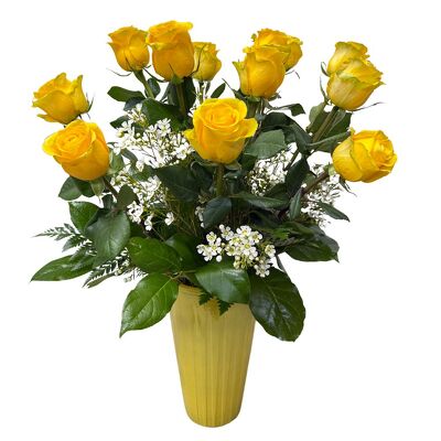 1 Dozen Radiant Yellow Roses from your local Clinton,TN florist, Knight's Flowers