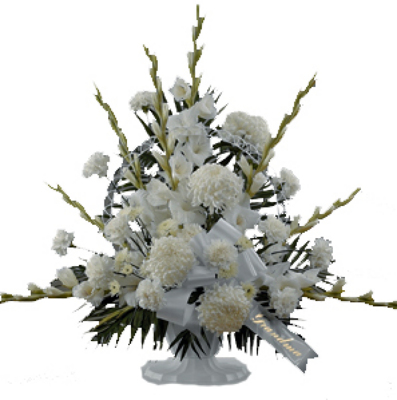 White Elegance Funeral Basket from your local Clinton,TN florist, Knight's Flowers