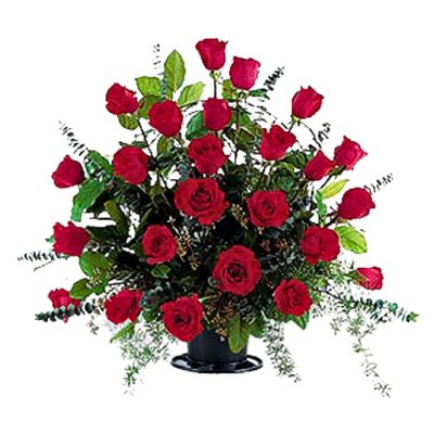 Red Rose Sympathy Basket from your local Clinton,TN florist, Knight's Flowers