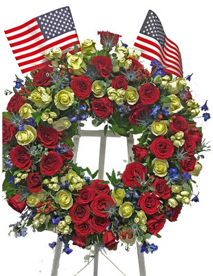 All American Wreath Standing Spray from your local Clinton,TN florist, Knight's Flowers