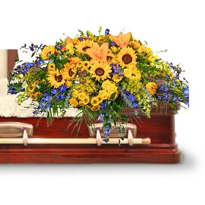 Sunflower Fields Casket Spray from your local Clinton,TN florist, Knight's Flowers
