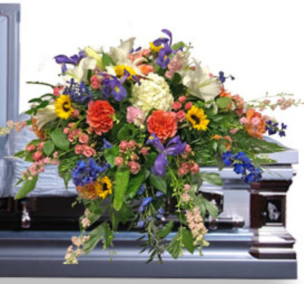 Spring Garden Casket Spray from your local Clinton,TN florist, Knight's Flowers