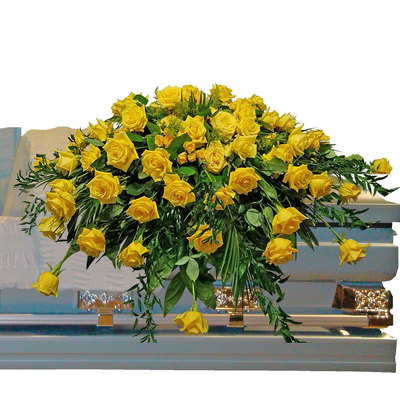 Yellow Rose Casket Spray  from your local Clinton,TN florist, Knight's Flowers