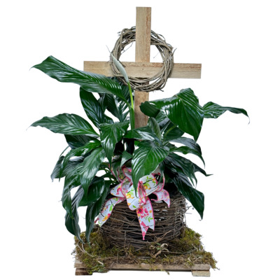 Old Rugged Cross Grapevine Planter from your local Clinton,TN florist, Knight's Flowers