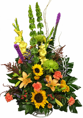 Autumn Tribute Funeral Basket from your local Clinton,TN florist, Knight's Flowers