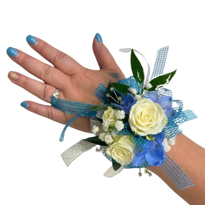 Blue Wrist Corsage  from your local Clinton,TN florist, Knight's Flowers