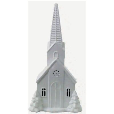 Ceramic Church Decor Lighted w/ Music box from your local Clinton,TN florist, Knight's Flowers