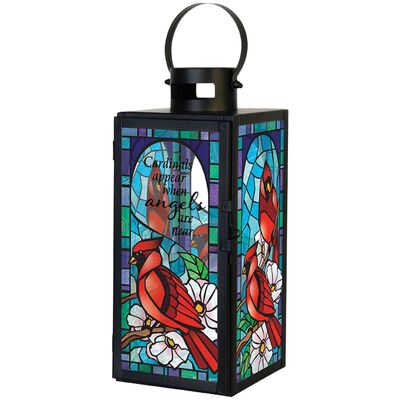 Cardinals Appear Stained Glass Lantern  from your local Clinton,TN florist, Knight's Flowers