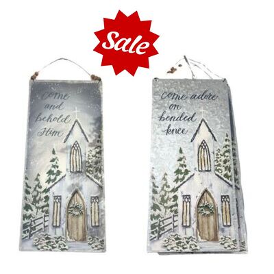 Christmas Church Scene Wall Hanger from your local Clinton,TN florist, Knight's Flowers