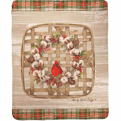 Cardinal Holly & Cotton Fleece Blanket from your local Clinton,TN florist, Knight's Flowers