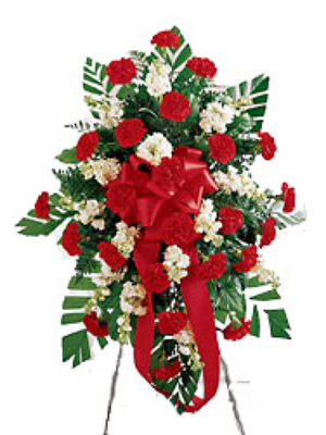 Red & Ivory Standing Spray from your local Clinton,TN florist, Knight's Flowers