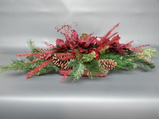 Glitery Christmas Silk Centerpiece from your local Clinton,TN florist, Knight's Flowers