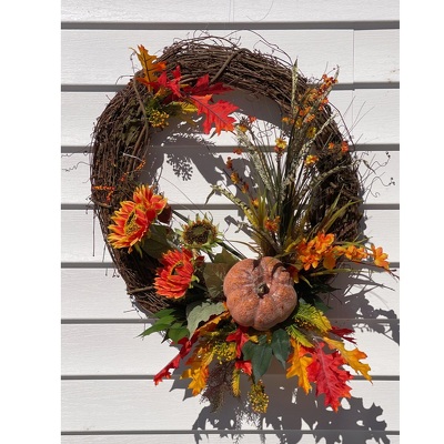 Fall Silk Grapevine Wreath from your local Clinton,TN florist, Knight's Flowers