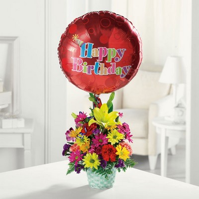 Happy Birthday Basket from your local Clinton,TN florist, Knight's Flowers